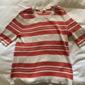 Madewell Short Sleeve Coral/White stripped sweater